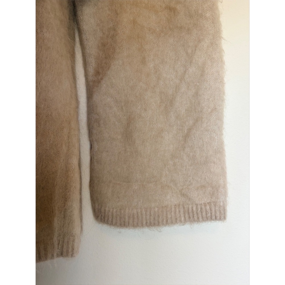 & Other Stories Tan Beige Mohair Wool Fuzzy Knit Crewneck Sweater Womens Medium - Picture 2 of 6